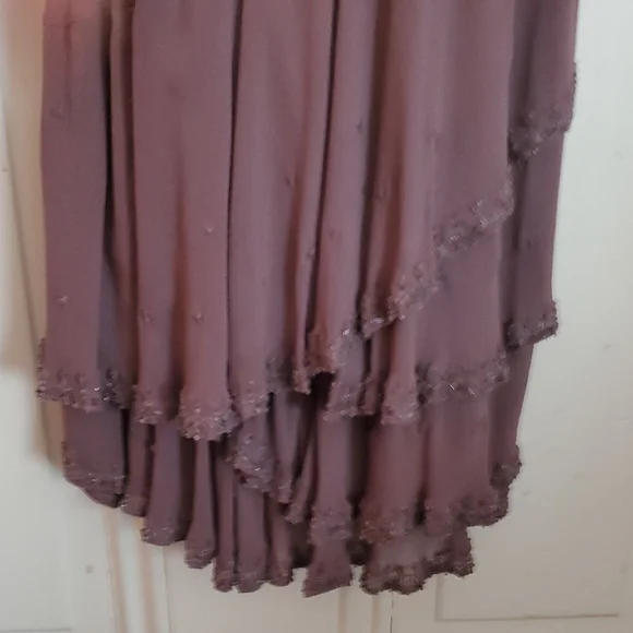Jones New York Purple Ruffled Asymmetrical Slip Dress With Beading